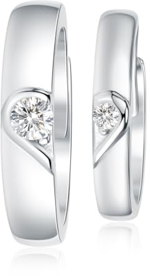 Vxddy Couples Bagues Anneau Mariage Alliance Bague de Promesse pour Lui et Elle Cœur Puzzle Argent Sterling Couple Cadeau