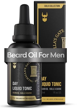 The Beard Struggle - Day Liquid Tonic Beard Oil - Gold Collection, Valhalla's Gates - Beard Oil for Men - Moisturize, Softens Hair, Reduces Itch - Day Time Beard Growth Oil (1 Fl oz)