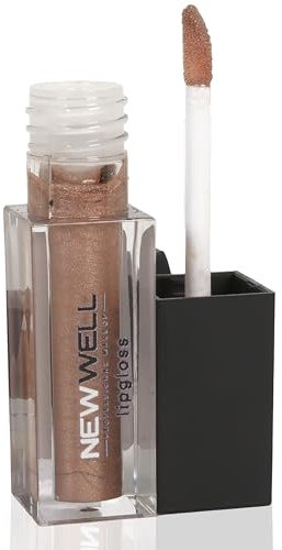 NEWWELL Lipgloss Glänzend, Lippenstift 24 Stunden Halt, Lang anhaltender Glanz, Feuchtigkeitsspendend,Vegan - FARBE: Braun - 04