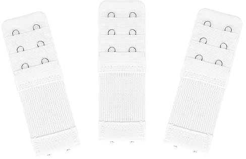 Yolev 3 Pieces Women's Bra Extenders 2 Hooks 3 Rows Women's Stretchy Bra Extension Strap Elastic Bra Band (White)