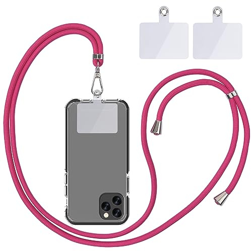 Linkbro Handykette Universal, Handy Lanyard, Universelles Handy um den Hals hängend mit Pad Handy Lanyard, verstellbar und abnehmbar. (1rosarot)