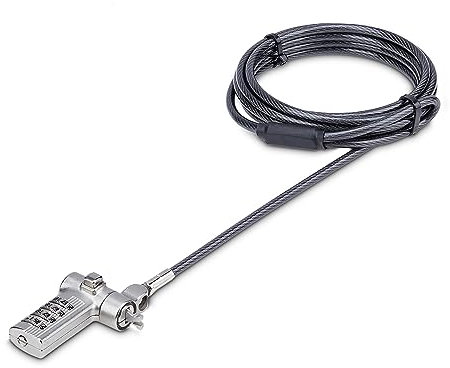 StarTech.com Universal Laptop Lock 6.6ft (2m), Security Cable For Notebooks Compatible With Noble Wedge/Nano/K-Slot, Keyless Combination Locking Cable, Cut-Resistant Cable (UNIVC4D-LAPTOP-LOCK)