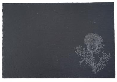 CGB Giftware | The Highlands Thistle Design Slate Cheeseboard Gift Boxed | Slate Serving Board | Kitchenware | Dinner Party | Rustic | GB07883