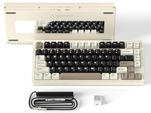 ATTACK SHARK X75 VIA Med Full Aluminium Trådlös Mekanisk Gaming-Tangentbord, Bluetooth/2.4G/Usb-C Kabel, Hot-Swap Förfett Linjära Kontroller RGB, 75% QWERTY-Layout Med Fem-Lager Dämpning -Vit