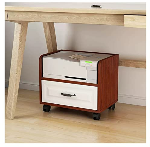 Druckerständer Druckerständer für Drucker unter dem Schreibtisch mit Schublade und Rädern, Home Office, Holz-Arbeitswagen mit Faxgerät-Regal, mobiler Druckertisch