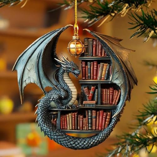 Dragon Books Acrylic Ornament & Pendant - Christmas Tree Hanging Decorations