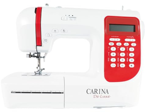 CARINA Nähmaschine De Luxe I 197 Stichprogramme I Einfädelhilfe I 7 Knopflöcher I Nähen ohne Fußanlasser I Einstellbare Stichlänge & Stichbreite I mit Nadelstopp (weiß)