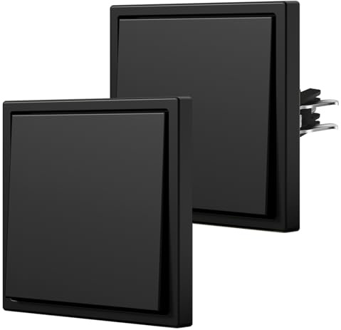 BSEED Lichtschalter Unterputz mit Krallen,Matt Mechanischer Wandlichtschalter,Modern Taste Schalter,Einfach Montage,10 Amp 250 V,C-Serie,1 Fach 1 Weg - 2Pack,80mm Schwarz