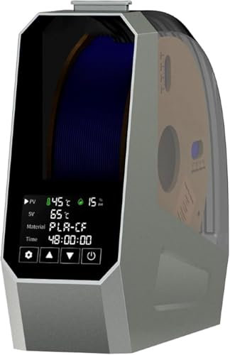 Caja Secadora de filamentos for Impresora 3D, deshidratador de filamentos con Pantalla táctil de 3,7 Pulgadas, función de sincronización de 48 Horas, Ajuste de Temperatura de 45 ℃ -70 ℃, monitoreo de