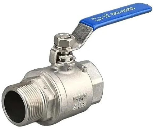 Kugelhahn Aus Edelstahl 304, 1/4 Zoll, 3/8 Zoll, 1/2 Zoll, 3/4 Zoll, 1 Zoll, 1-1/4 Zoll, 1-1/2 Zoll, 2 Zoll, Außengewinde, 2-teiliger Wasserrohr-Ventilschalter, 1Stk(1/2)