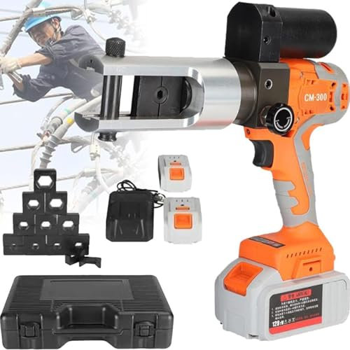 Crimpadora hidráulica 16-300 mm², crimpadora eléctrica con batería de litio 128 TV/16800 h, para terminales de cobre y aluminio, herramienta de crimpado para cables recargable