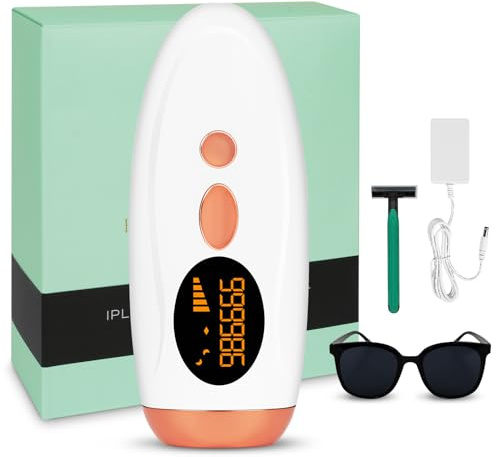 BUTBU IPL Hair Removal Device, Hair Remover with 5 Energy Level, 999,990 Flashes, Mini Home Laser Permanent Hair-Removal for Women and Men, Facial, Bikini, Arm, Leg, Armpit, Body (White)