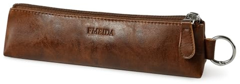 Fmeida Astuccio in Cuoio per Penne e Matite, Piccolo e Compatto - Marrone Scuro
