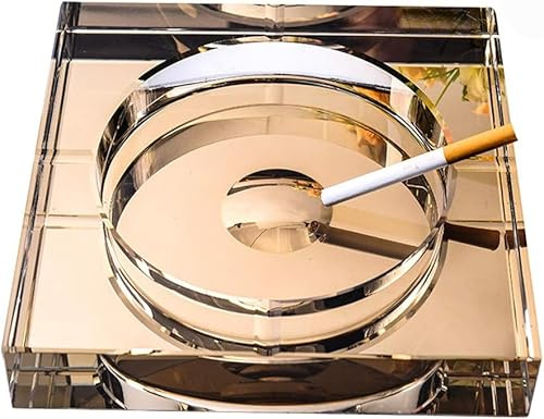 Kristallglas Aschenbecher Transparente Quadratische Form Aschenbecher Haushalt Büro Zigarre Aschenbecher, Gold