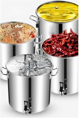 Suppentopf Mit Deckel, Suppentopf Aus Edelstahl Mit Verbundboden, 5–90 L Weinkübel, Dicke Milchkanne Mit Hahn, Runder Suppentopf Mit Soft-Touch-Griffen(Size:20 * 20cm(5L))