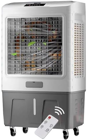 Enfriador de madera con control remoto y temporizador de 12 horas, enfriador de aire evaporativo con llenado continuo, oscilación automática, 3 velocidades, 4 bolsas de enfriamiento, ventilador de