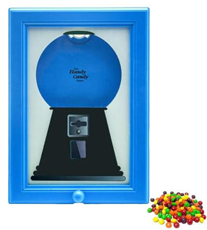 Candy Dispenser Handy Candy – 2-in-1 Gumball Machine with Button Release, Acrylic Snack Organizer & Treat Storage Box for Kids & Family, 4 Colors (Blue)