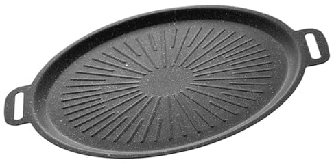TOYANDONA Piastra Bbq Coreana in Ferro Spessa Padella Antiaderente per Grigliare Carne Pesce e Verdure per Campeggio e Uso Domestico