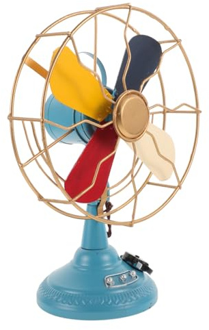 HONMEET Ventilatore da Tavolo Vintage in Retrò Medio Decorativo Raffinato per Scrivania e Interni