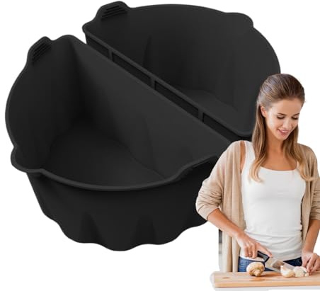 Qiwieod Slow Cooker Divider Insert, 1 Pair, Suitable for 6-8 L Kitchen Helpers, Reusable Silicone Slow Cooker Divider, for Soup, Tomato, Chicken, Fish