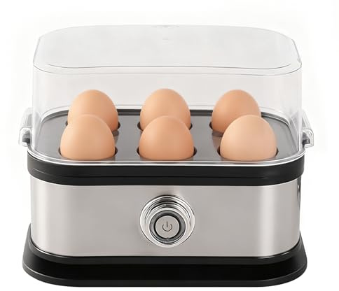 Cuit-Œufs Vapeur - 6 Emplacements Cuiseur Électrique avec Couvercle Transparent - Appareil Pour Œufs Pochés Et Œufs Durs - Pour à la Coque Durs Omelette Sandwich - Maison Cuisine Voyage Camping