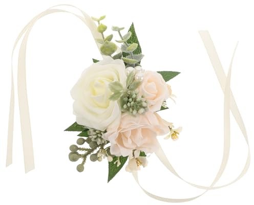 IMIKEYA Pulsera Ramillete de Flores de Seda Artificiales, Accesorio Ligero para Bodas, Cumpleaños y Eventos Sociales, Adecuado para Novias y Damas