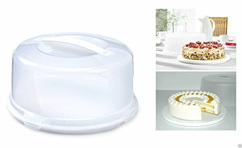 Whitefruze Plastic Cake Box Round Storage Carrier Container, Lockable Lid Cover