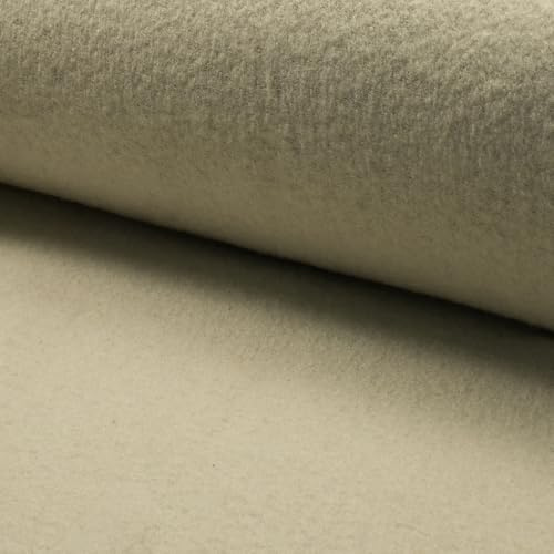 Fabrics-City Ecru Walkloden Stoff Kochwolle Mantel zum Nähen Walkstoffe Wollwalk Winterstoff gekochte Wolle Lodenstoff für Jacken und Mäntel hochwertiger warme Winterjacken, 4546