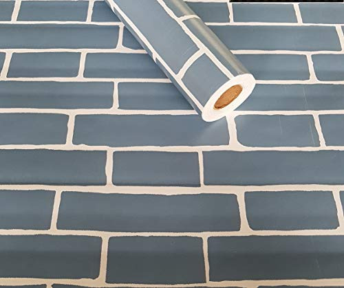 Visario Tapeten Folie 3000-S selbstklebend Farbe Blaue Ziegel Dekor 10 m x 45 cm Dekorfolie Möbelfolie Tapete 3037