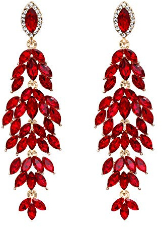 Clearine Damen Ohrringe Hochzeit Braut Party Elegant Kristall Marquise-Form Lang Blatt Cluster Kronleuchter Ohr Schmuck