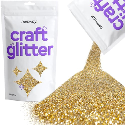 Hemway Craft Glitter 100g 3,5 Unzen Feinstsichter 1/128 0,008 0.2MM (Gold, Silber)