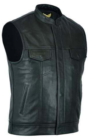 Leatherick Gilet de Moto en Cuir de Vache de qualité supérieure SOA Anarchy pour Homme Noir (2XL - EUR60)