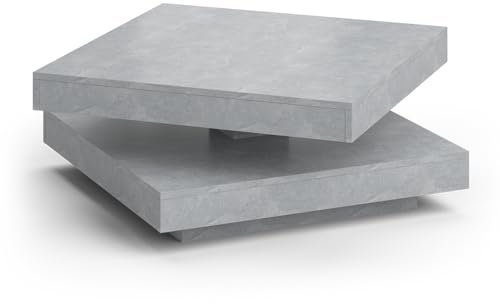 Vicco Couchtisch Elias, Beistelltisch mit drehbarer Tischplatte, Beton, 70 x 70 cm