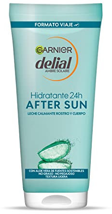 Garnier Delial After Sun Crema Hidratante 24h Calmante con [Aloe Vera Natural]. No graso, no pegajoso. Textura ligera. Formato viaje. 100 ml