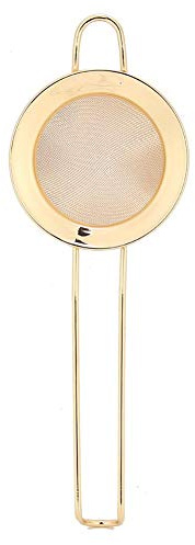 Powder Filter, Stainless Steel Fine Mesh Strainer Colander Sieve Sifters with Long Handle, Strainer Bar Accessories(Gold)