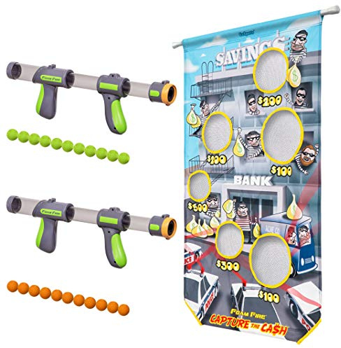 GoSports Foam Fire Games - Alien Invaders, Trophy Hunt, or Door Hang Battle Strike and Capture The Cash Targets - Include 2 Toy Blasters for Kids and Foam Ball Projectiles