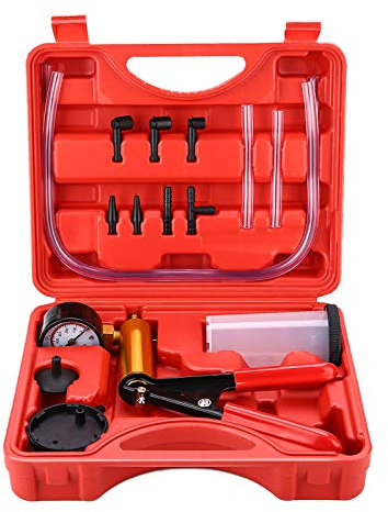 Bremsenentlüftungsgerät Vakuumpumpe Bremsenentlüfter für Fahrzeuge, Bremsenentlüftergerät LKWs und Motorräder, Bremsentlüftungssatz mit Vorratsbehälter Schläuche und Adapter