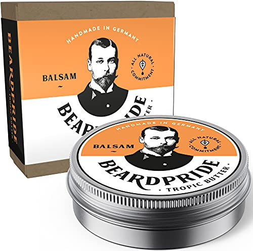 BEARDPRIDE Bartbalsam Männer - Das Original Bart Balsam aus dem Barbershop - Unser Beard Balm basiert auf natürliche Sheabutter und wertvollen Ölen - Bartbalm - Geschenk für Männer (28g, TropicButter)