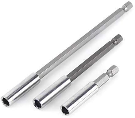 Tyenaza 3 Piezas Portapuntas de Taladro EléCtrico, Soporte de Broca para Destornillador, Taladro eléctrico Destornillador Barra de Extensión Soporte de Broca Magnética, 1/4 Pulgadas, 60/100/150 mm