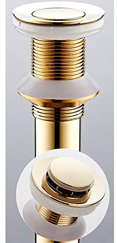 WaschbeckenstöPsel 700 Messingbad Eitelkeit Waschbecken Ablaufstopper, poliertes Gold, massives Messing, Push and Seal Popup, Flip-Top, mit/ohne Überlauf Abflusssieb (Color : Sink Drain D)