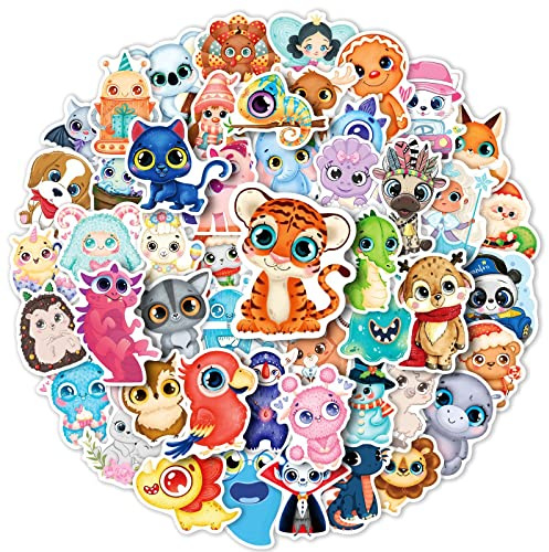 Mistree 50 Pack Pegatinas Infantiles, Pegatinas Pack Animales Con Ojos, Pegatinas Dibujos Animados Con Una Caja De Transferencia