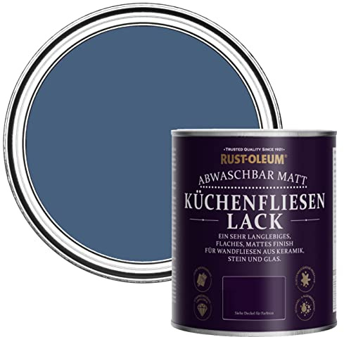 Rust-Oleum Blue water resistant Kitchen Tile Paint in Matt Finish - Ink Blue 750ml