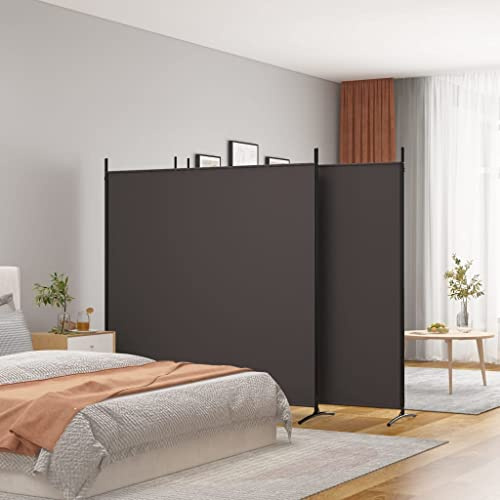 WIFESE 4-TLG. Paravent Braun 698x180 cm Stoff Trennwand Raumteiler Modern Raumtrenner Paravent Raumteiler Innen Balkon Sichtschutz Terrasse Privaten Ankleidebereich für Schlafzimmer Wohnzimmer