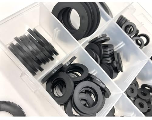 ICAMAS 224 Stück 12 Größen schwarzer Isolierring 224 Stück Gummi-Unterlegscheiben-Dichtungs-Sortiment-Set M2 M2,5 M3 M4 M5 M6 M8 Heimwerker