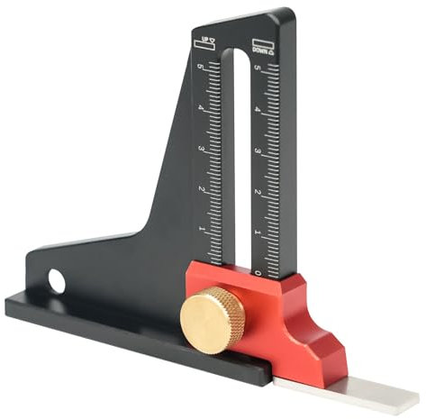 TALOEYH Höhenmesser aus Aluminiumlegierung, Tiefenmesser, Doppelskala, Messwerkzeug für Tischsäge und Lineal, Trimmmaschine, Heimwerker, Holzbearbeitung, Höhentiefenmesslineal (1 Stück)