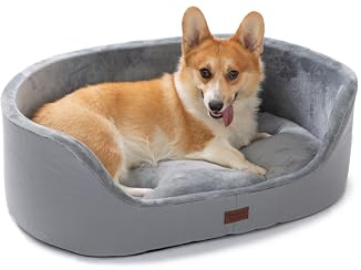RAIKOU Mittelgroße Hundebett, Rund Hundekorb Weich Bequem rutschfest Hundesofa, rutschfestes und kratzfestes Hundesofa,Haustierbett für Kleine Mittelgroß Hunde und Katzen.(Dunkel Grau,75 * 54 * 27cm)