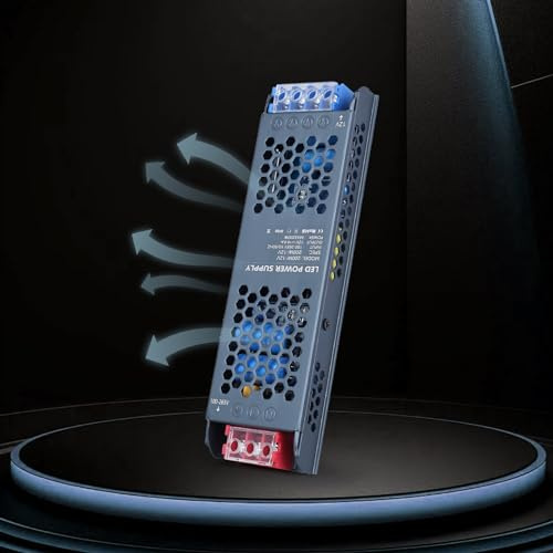 YOODI Trasformatore 220V 12V, 200W Alimentatore LED 12V 16,6A LED Driver, Ultra Fino Tensione Costante AC 220V a DC 12 Voltage Driver, LEDs Power Supply Bassa Tensione per Strisce Luci Lampada LEDs