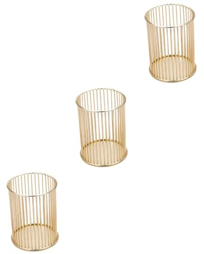 TEHAUX 3stücke Goldener Stiftehalter Aus Eisen Dekorativer Pinsel-organizer Im Nordic Style Für Schreibtisch Und Schminktisch Multifunktional Stabil Und Elegant Für Kosmetik Und