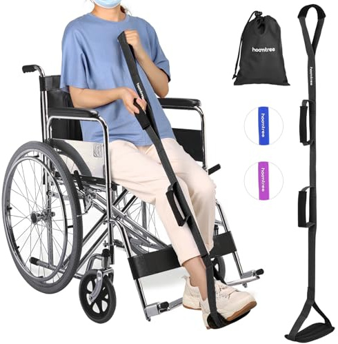 43 Inches Long Leg Lifter Hip Replacement,Rigid Leg Lifter Strap for Knee Replacement Surgery Recovery,Foot Lifter Easily Get in and Out of Bed,Car,Wheelchair,with Padded Loop for Hands and Feet