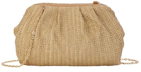 Syrads Mujer Paja Bandolera Bolso de Mano Bolso de Hombro de Paja Bolso de bola de masa Cloud
